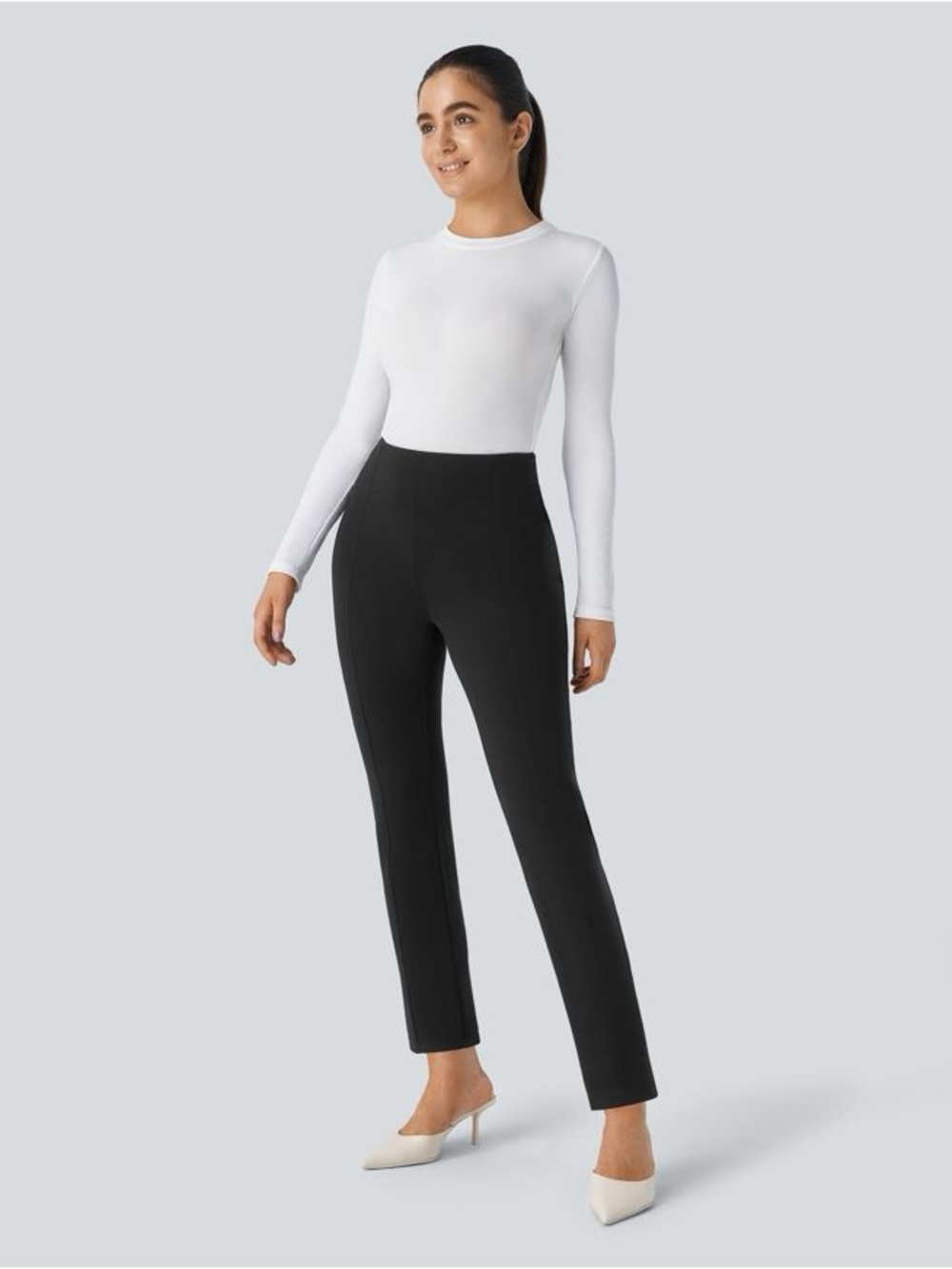 High-Rise Straight-Leg Women’s Pants in Black